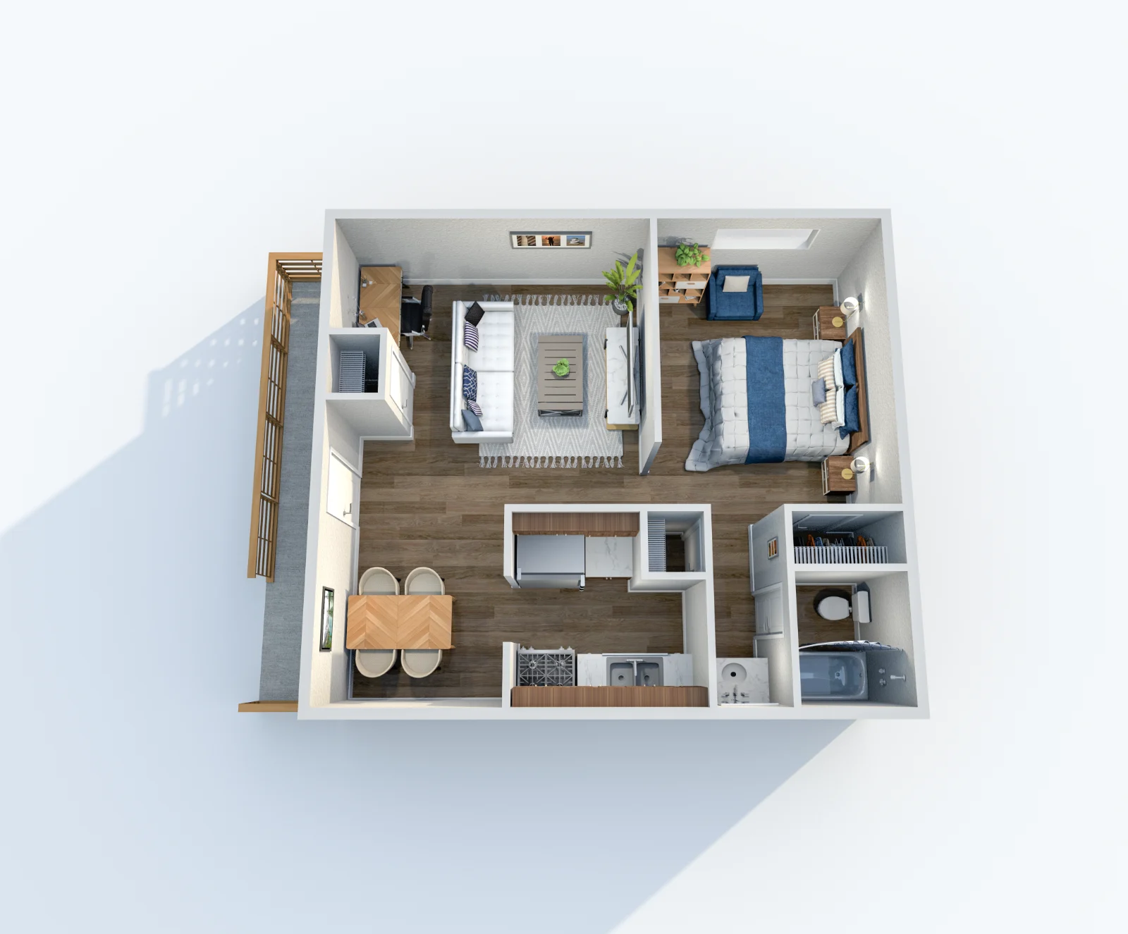 Boat House — floor plan, Plan E1 · Studio · 1 bath · 478 sq ft